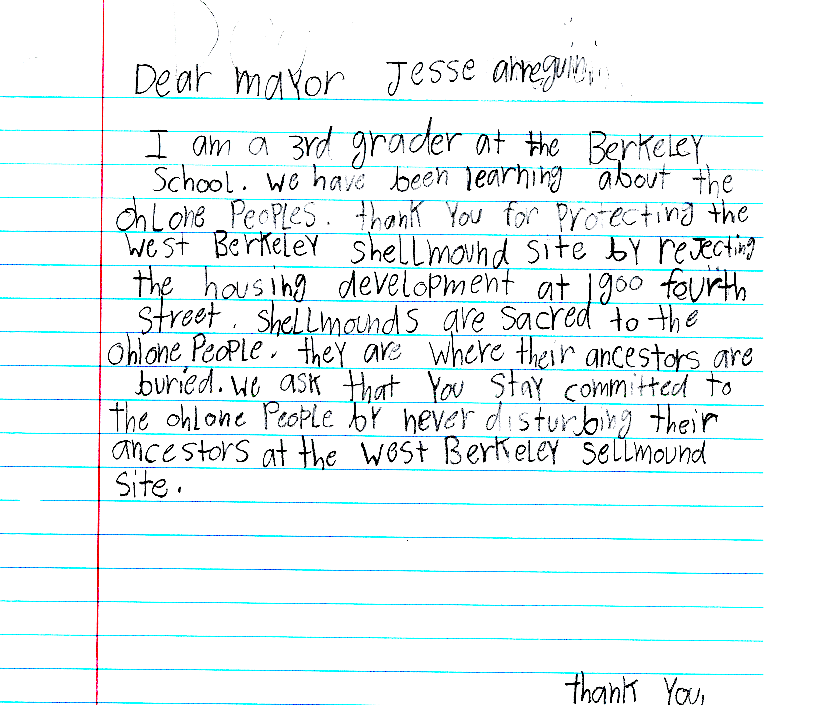 Temescal Shellmound letter
